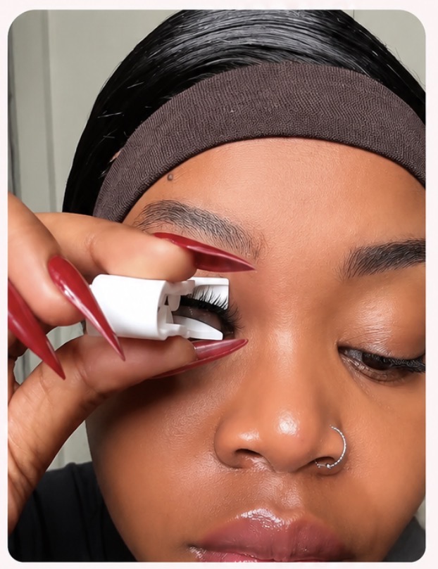 Cliente Jimshop229 portant les faux cils magnétiques — Pose ultra facile avec le clip, même avec des ongles longs.